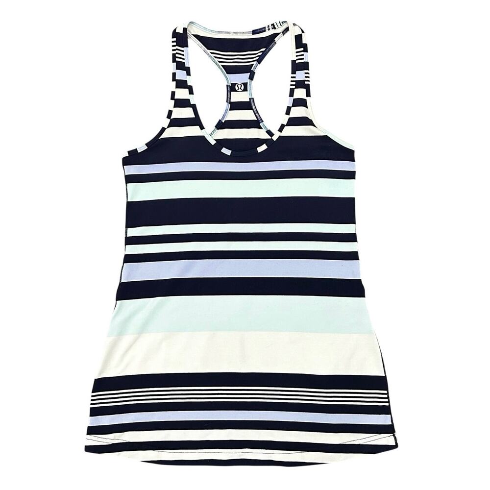 Lululemon Cool Racerback Discover Stripe White Deep Indigo Blue